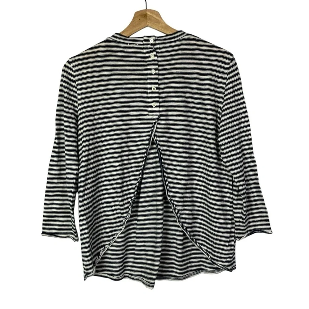 Free People We the Free‎ Mod Black & White Stripe 3/4 Long Sleeve Top XS